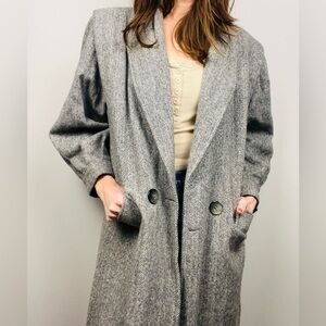 Vintage Nobel Fashions Wool Herringbone Coat | 1980’s | Fits M/L